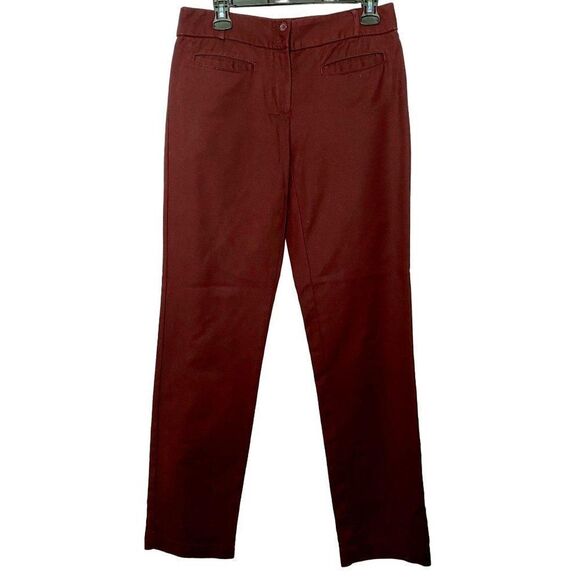 Dalia Collection Burgundy Straight Leg Pants Jeans Sz 4 Cotton Stretch - Picture 2 of 4